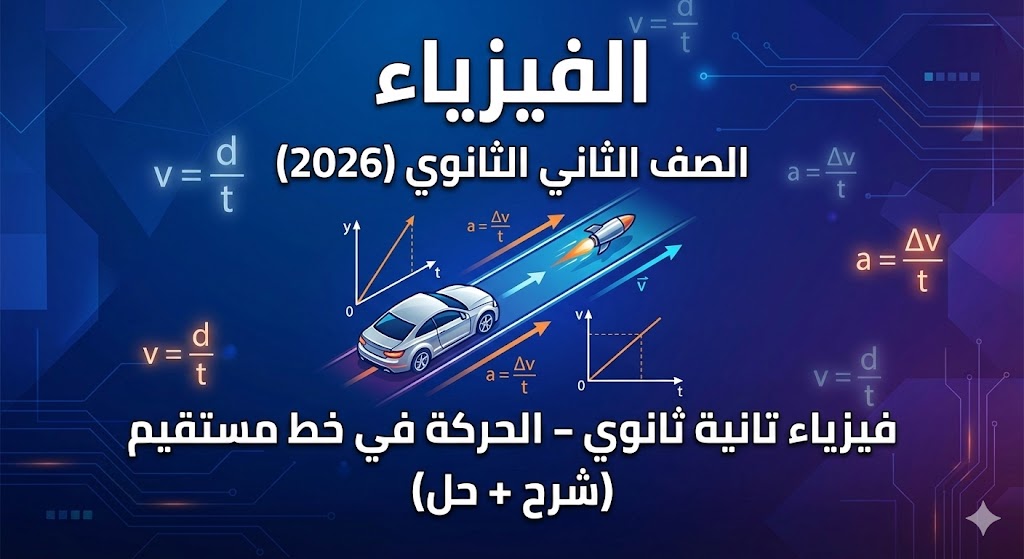 فيزياء تانية ثانوي – الحركة في خط مستقيم (شرح + حل)